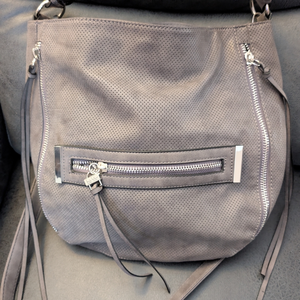 Gray Perforated Shoulder Bag
